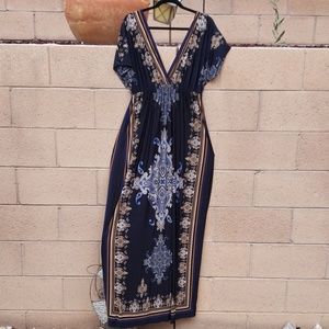 Vintage Kimono Style Maxi Dress Size XL